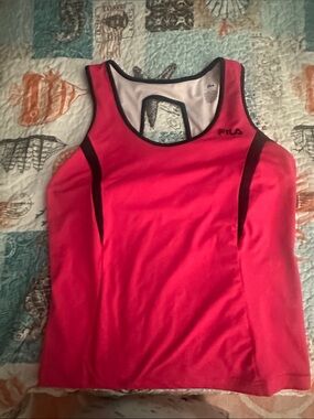 FILA Pink Racerback Tank with Black Trim